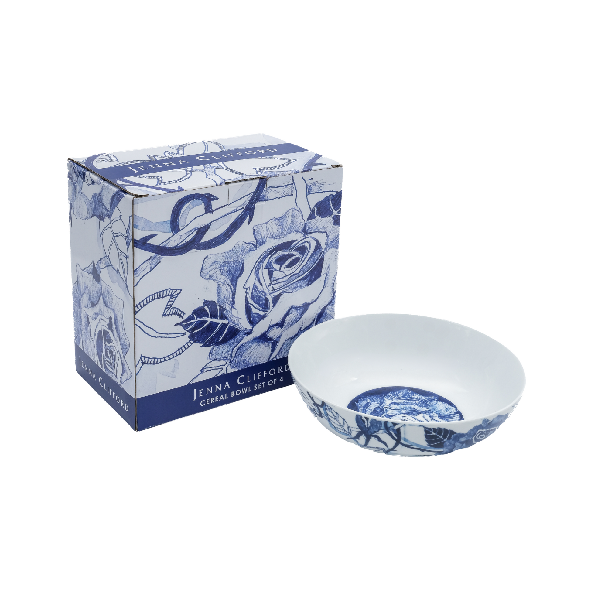 Peacock Sapphire Garden Cereal Bowl Set of 4
