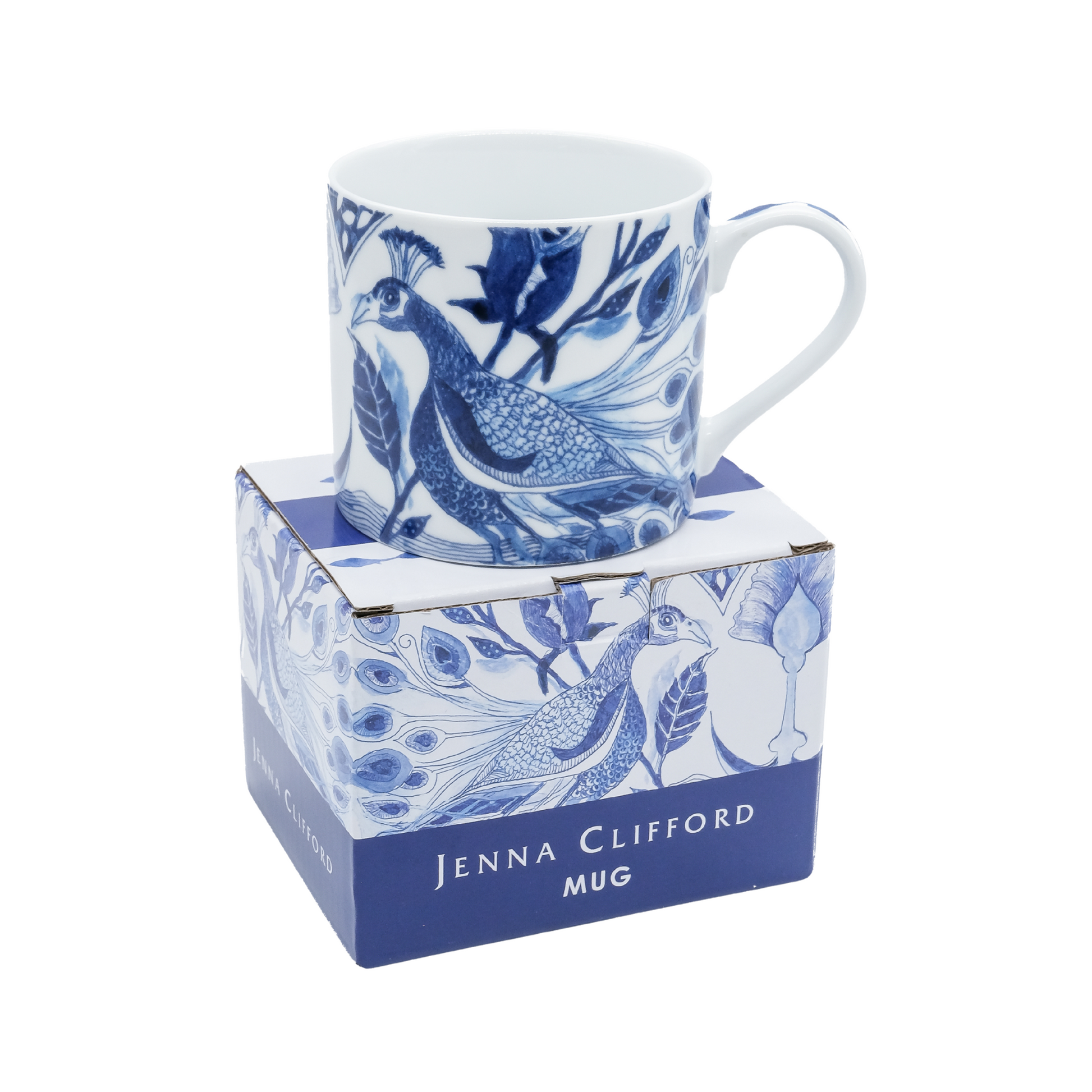JENNA CLIFFORD - Peacock Sapphire Garden Mug (Set of 4)