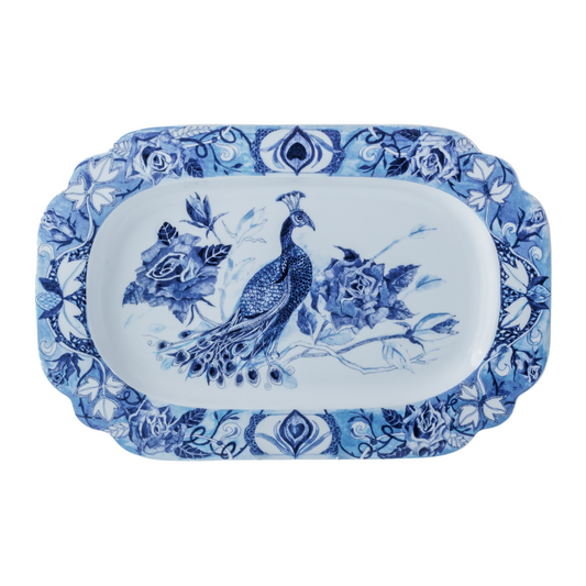 Peacock Sapphire Garden Rectangular Platter