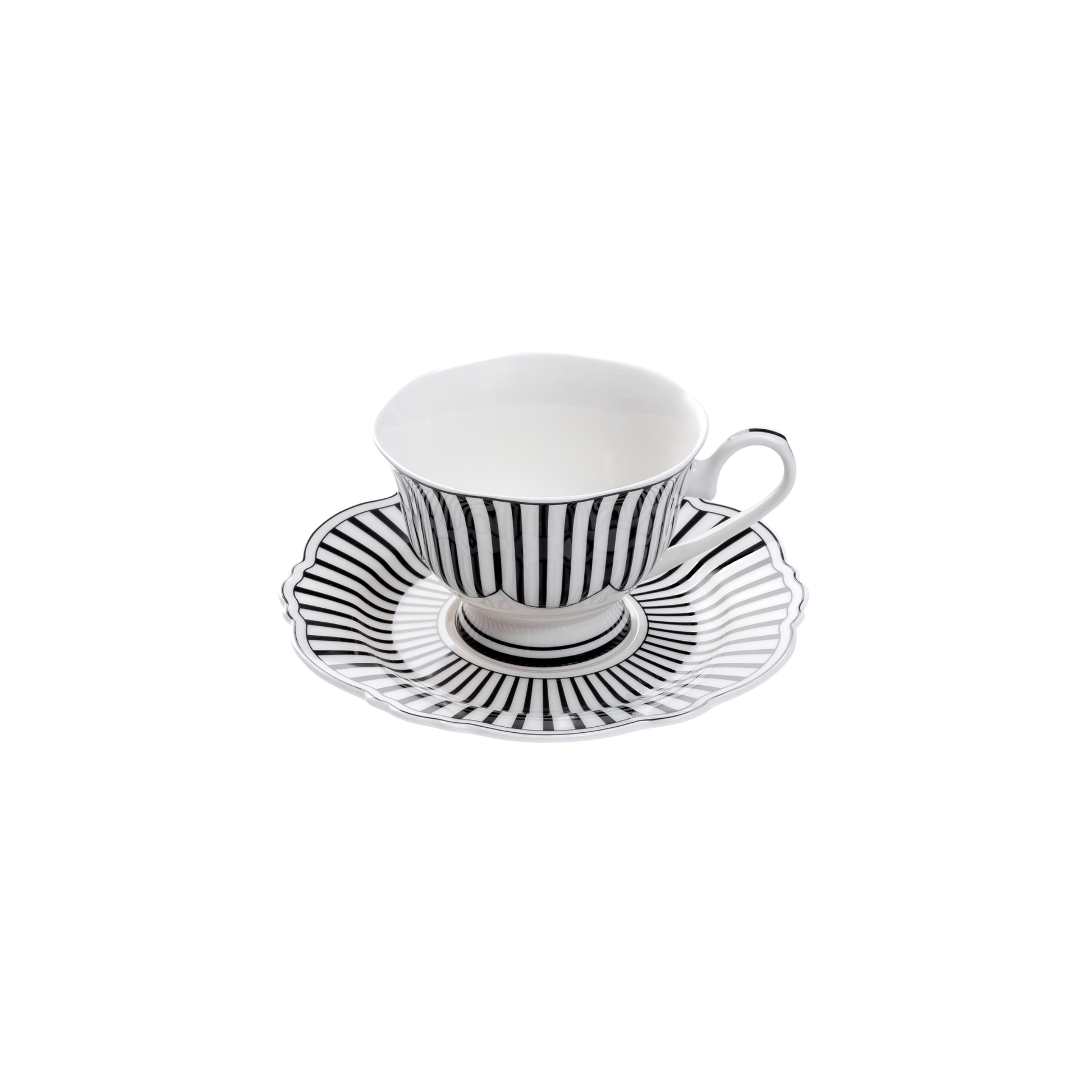 JENNA CLIFFORD - Ivory Noir Cup & Saucer Set of 4