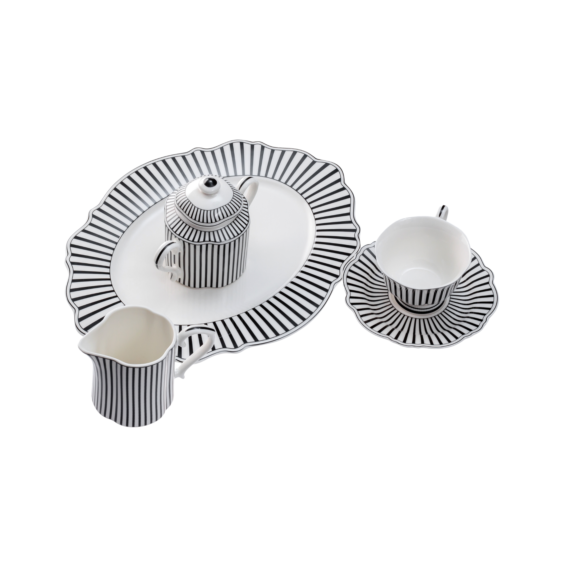 JENNA CLIFFORD - Ivory Noir Cup & Saucer Set of 4