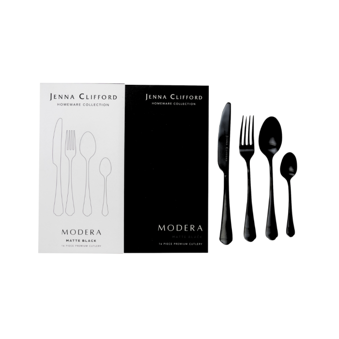 JENNA CLIFFORD – Modera 16-Piece Cutlery Set - Black