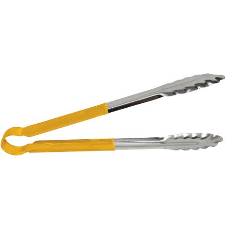 Utility tong with yellow handle 30cm on a white background
