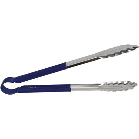Utility tong with blue handle 30cm on a white background
