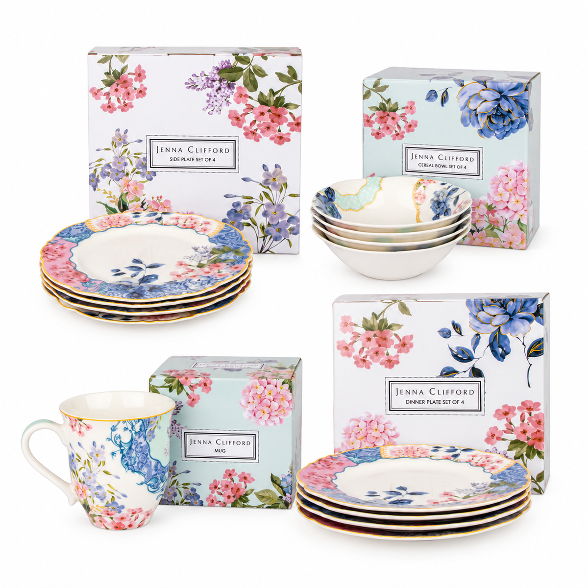 Jenna Clifford - Belle Fleur Dinnerware Set 16 PC