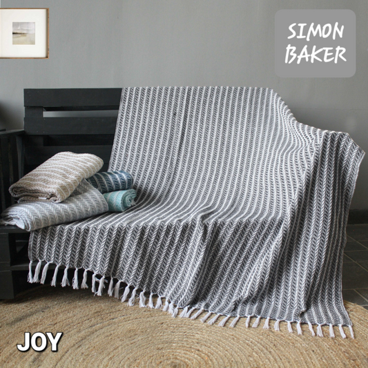 Simon Baker - Cotton Throw - Joy (Assorted Colours)