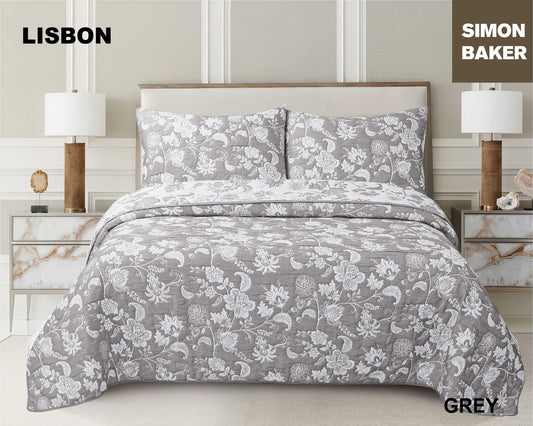 Simon Baker - Lisbon Jacquard Bedspread - Grey (Various Sizes)