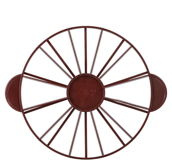 Plastic cake divider for 10 or 12 cuts on a white background
