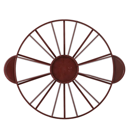 Plastic cake divider for 10 or 12 cuts on a white background