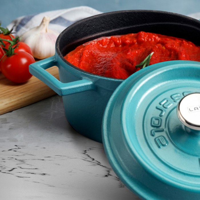 Lava Round Casserole 24cm - Matt Turquoise – 4.49Lt