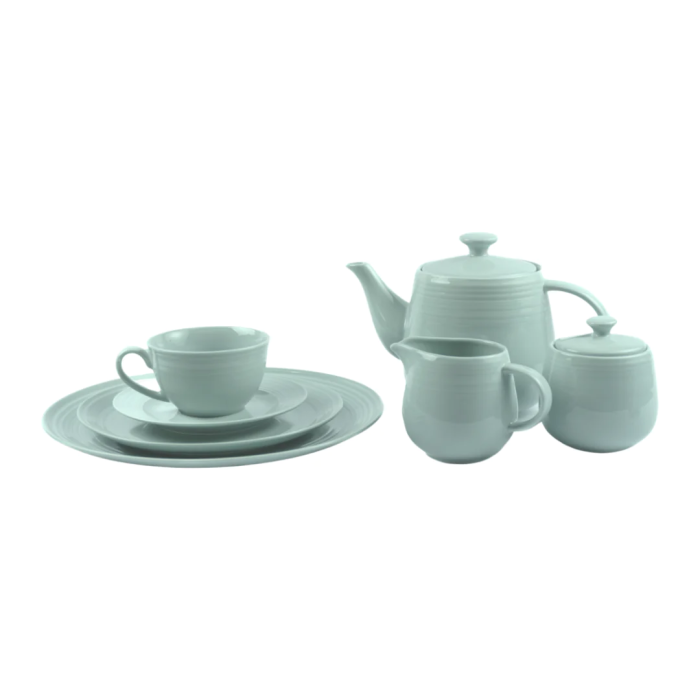 JENNA CLIFFORD - Embossed Lines Coffee Mug - Mermaid Mist (Set of 4)