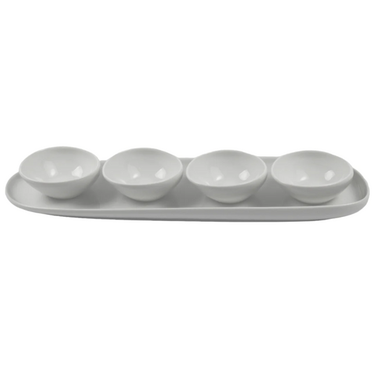 OMADA - Irregular Plate with 4 Bowls White