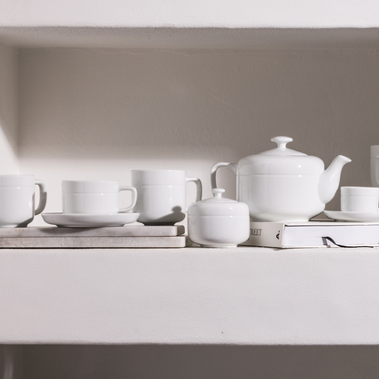 OMADA - Linea White Cup & Saucer Set of 4