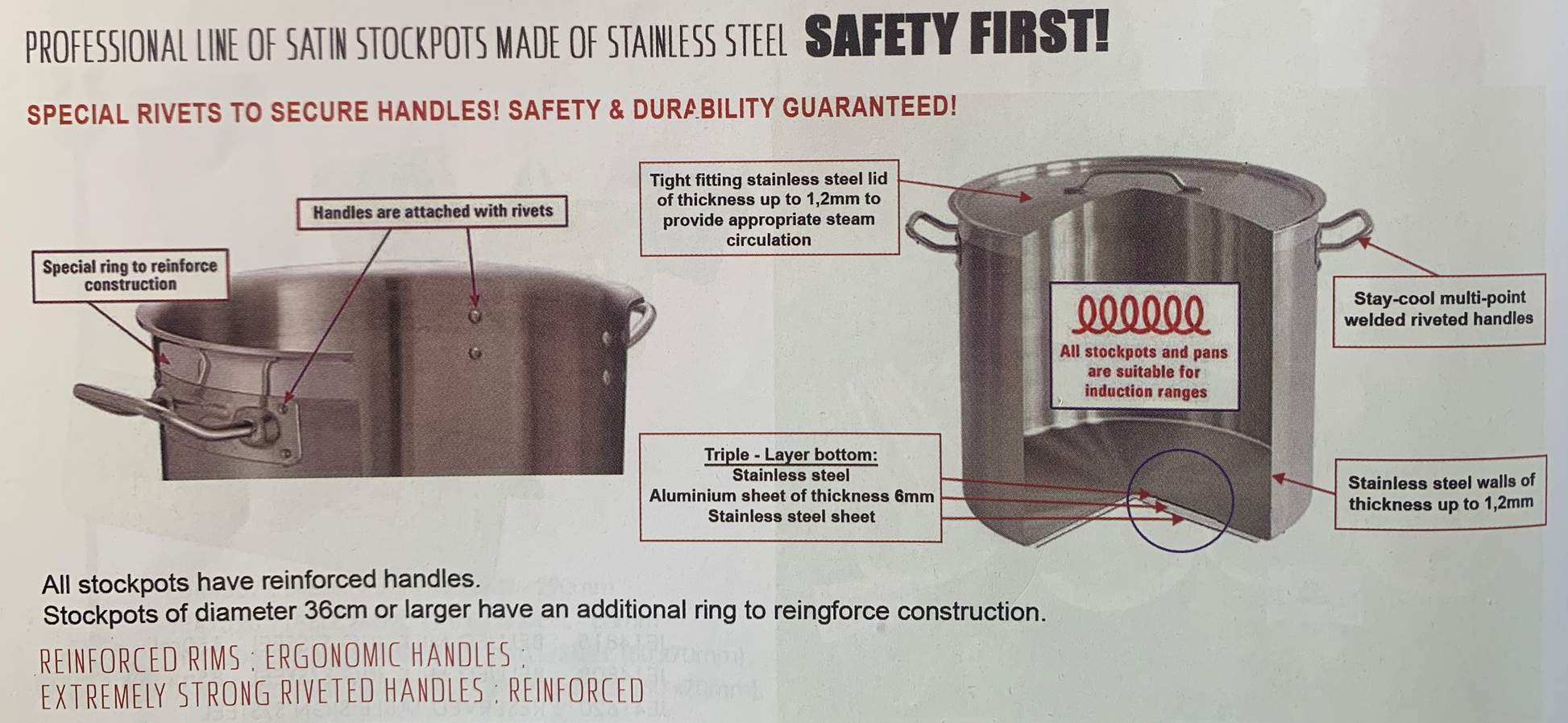 Casserole Pot | STAINLESS STEEL CASSEROLE POT WITH LID 23X26cm (12L)