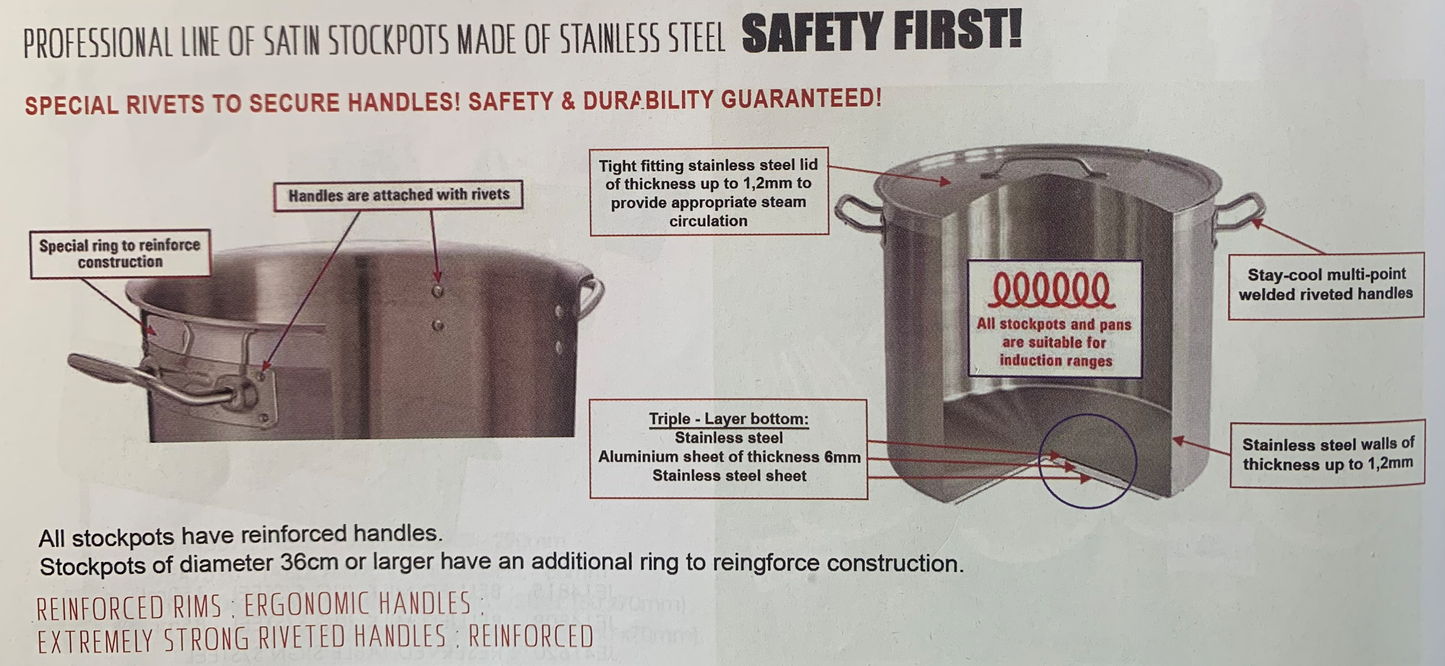 Casserole Pot | STAINLESS STEEL CASSEROLE POT WITH LID 11X24cm (5L)
