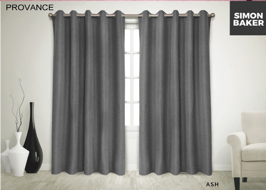Simon Baker | Provance Eyelet Curtain Ash (Various Lengths)