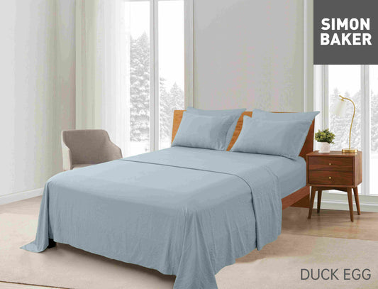 Simon Baker - Vintage washed Sheet Set - Duck Egg (Various Sizes)