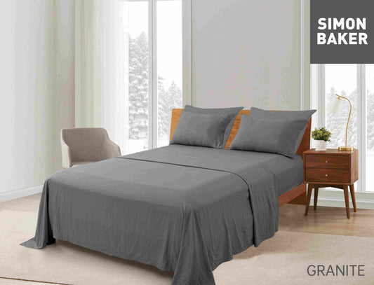 Simon Baker - Vintage washed Sheet Set - Granite (Various Sizes)