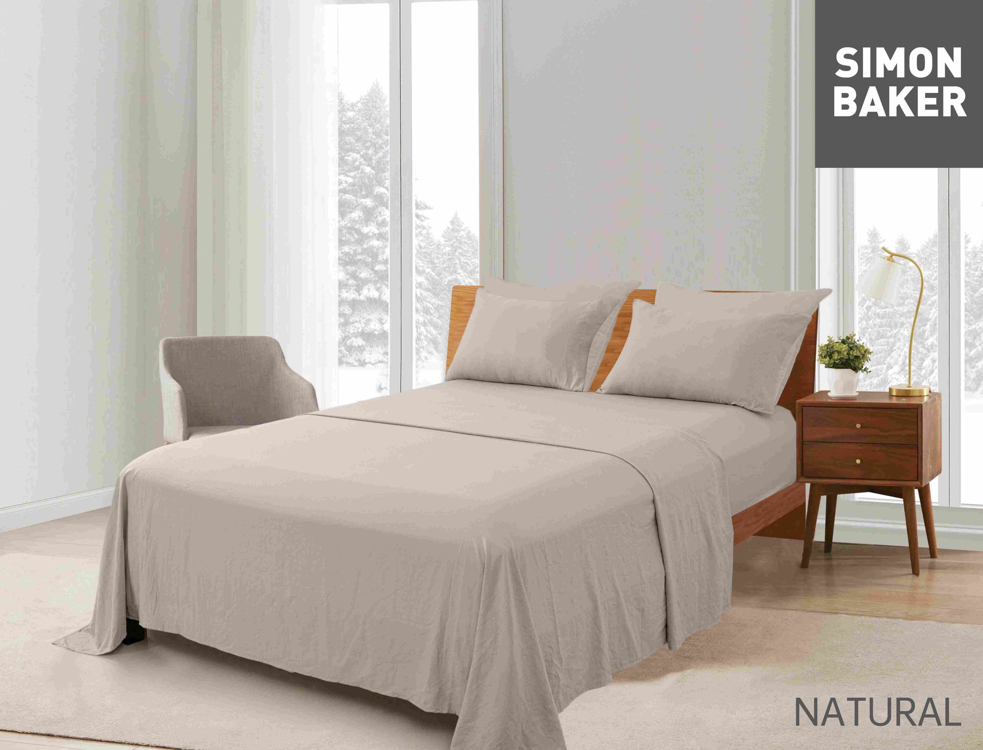 Simon Baker - Vintage washed Sheet Set - Natural (Various Sizes)