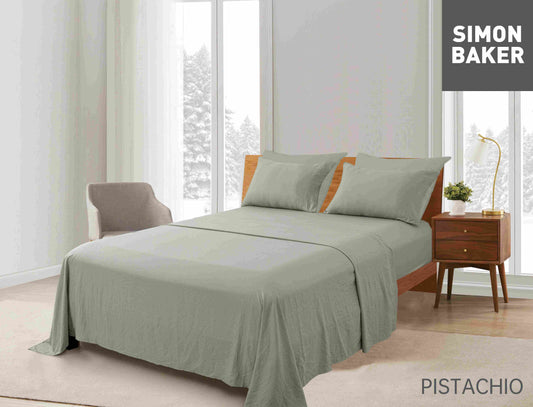 Simon Baker - Vintage washed Sheet Set - Pistachio (Various Sizes)