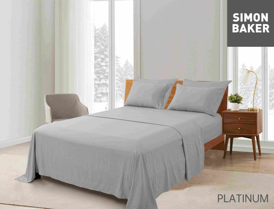 Simon Baker - Vintage washed Sheet Set - Platinum (Various Sizes)