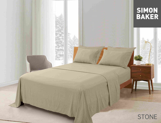 Simon Baker - Vintage washed Sheet Set - Stone (Various Sizes)