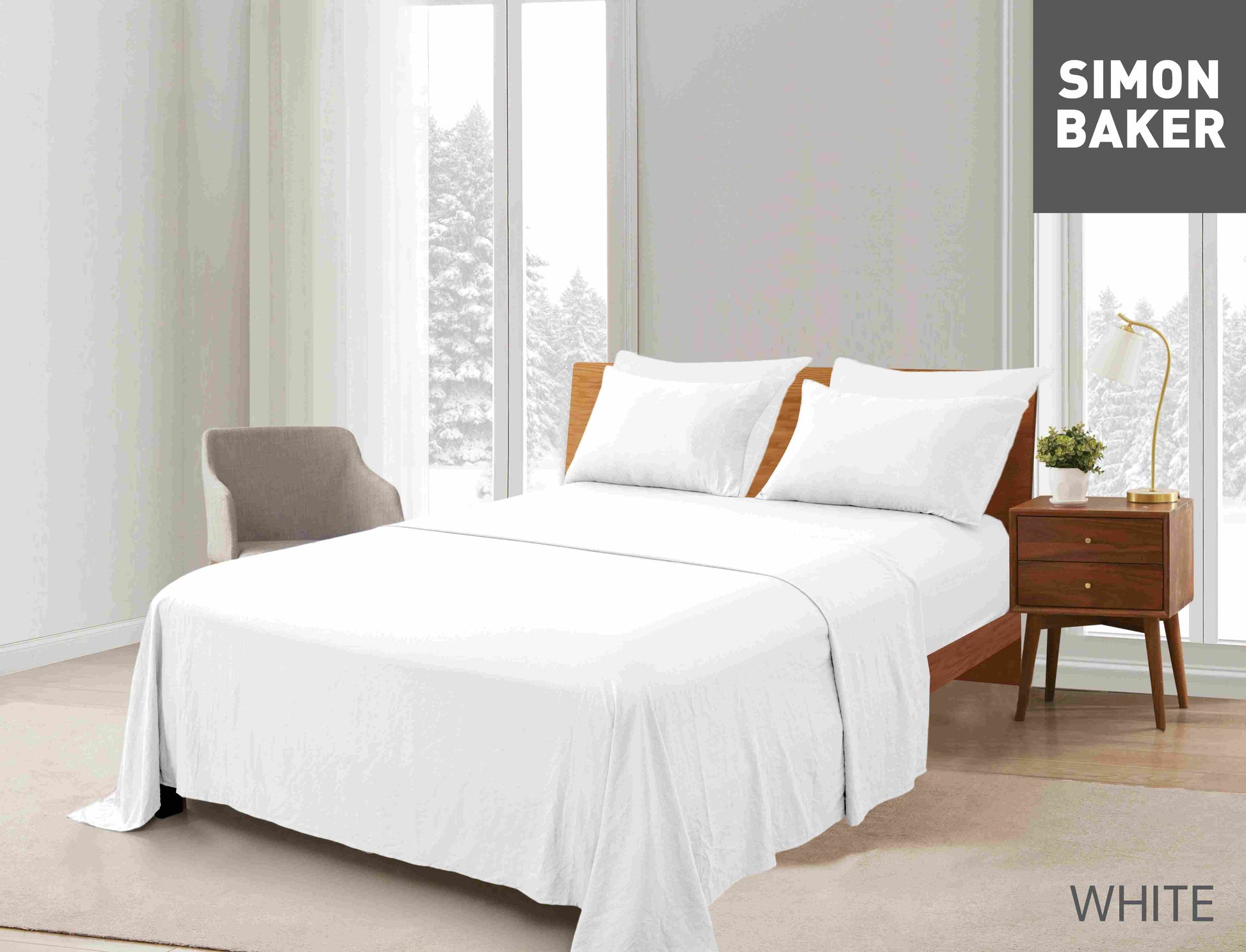 Simon Baker - Vintage washed Sheet Set - White (Various Sizes)