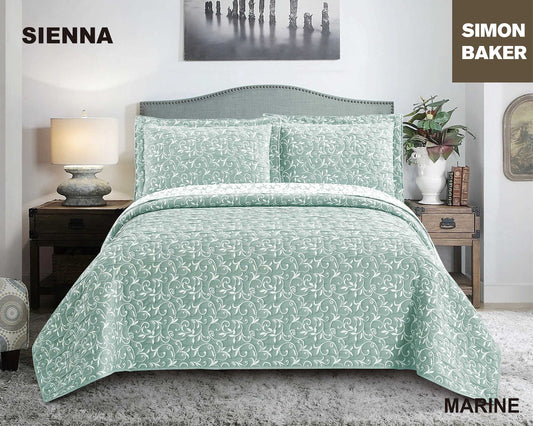 Simon Baker - Sienna Jacquard Bedspread - Marine (Various Sizes)