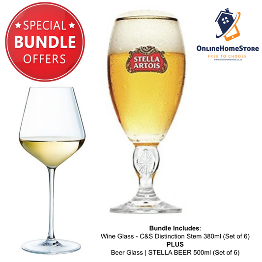 Bundle Offer - C&S Distinction Wine Glass 380ml & Stella Beer Glass 500ml