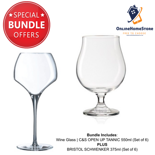 Bundle Offer - C&S Open Up Tannic Wine Glass 550ml & Bristol Schwenker Beer Glass 375ml