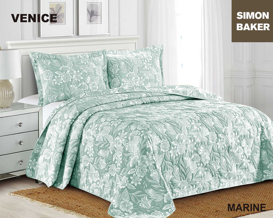 Simon Baker - Venice Jacquard Bedspread - Marine (Various Sizes)
