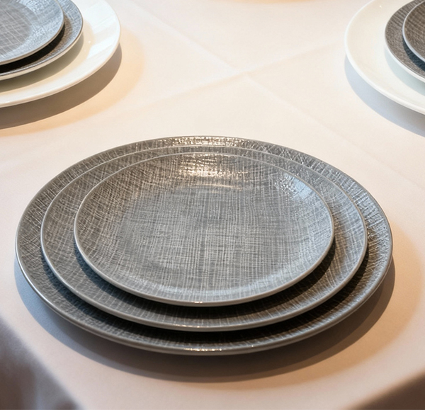 Nova Stitch Grey Coupe Plate 30cm (Set of 6)