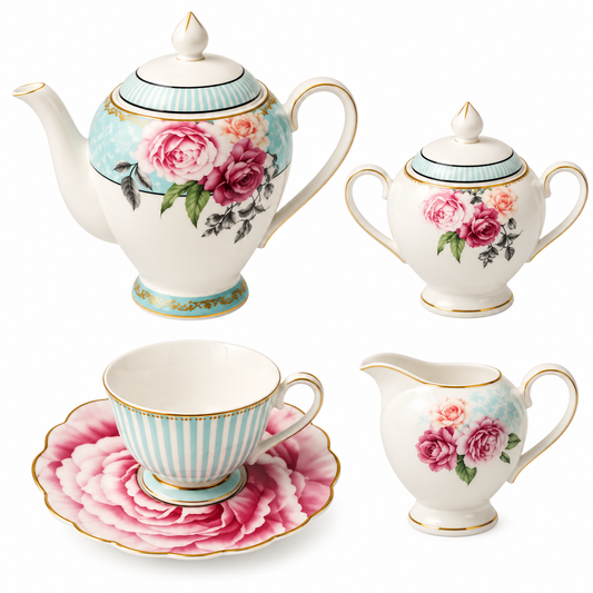 Jenna Clifford Wavy Rose Tea Set of 4