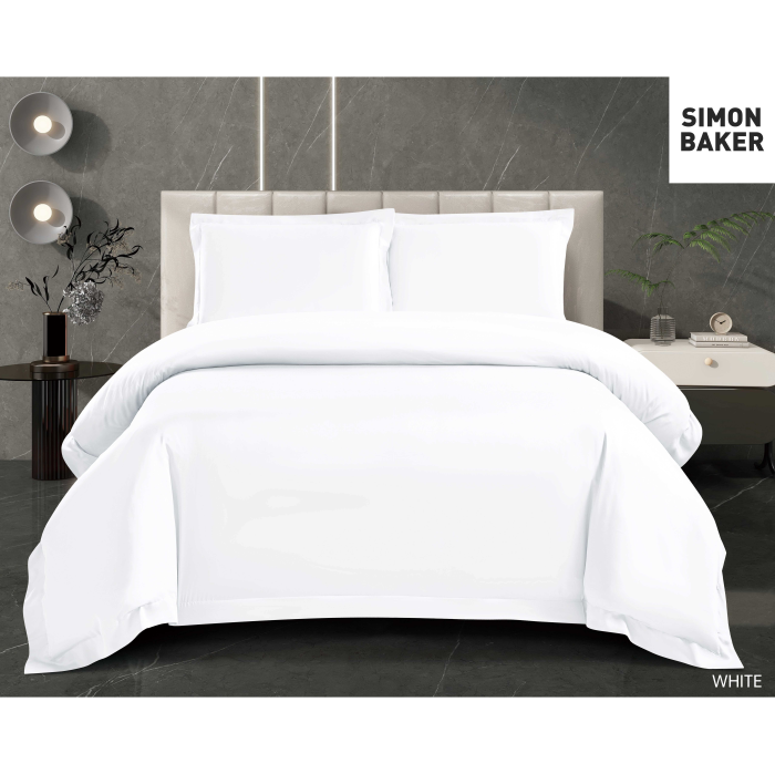 Simon Baker - Tencel Lyocell 300TC Duvet Cover - White (Various Sizes)