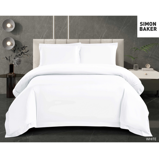 Simon Baker - Tencel Lyocell 300TC Duvet Cover - White (Various Sizes)