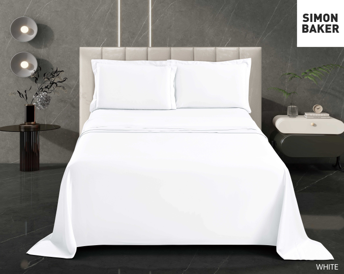 Simon Baker - Tencel Lyocell 300TC Sheets Set - White (Various Sizes)