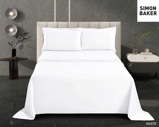 Simon Baker - Tencel Lyocell 300TC Sheets Set - White (Various Sizes)