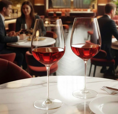 Chef & Sommelier Galea range glasses arranged on a restaurant table