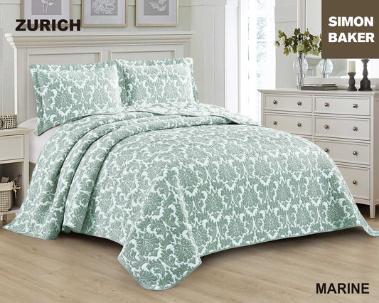 Simon Baker - Zurich Jacquard Bedspread - Marine (Various Sizes)