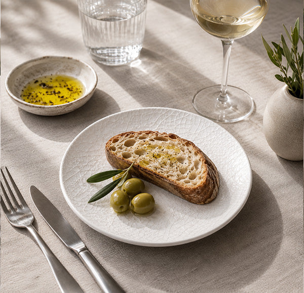 Ariane Crackle Side Plate lifestyle setting