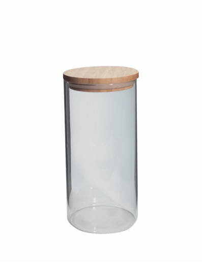 Cylinder Jar With Wooden Lid 1.4L