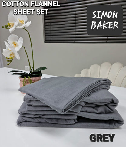 Simon Baker - Cotton Flannel Sheet Set - GREY