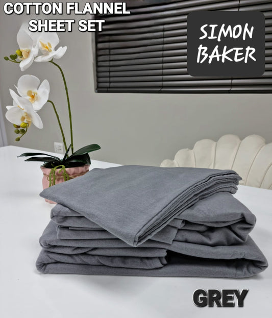Simon Baker - Cotton Flannel Sheet Set - GREY
