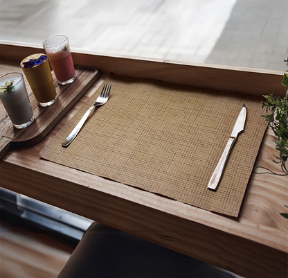 Fine Weave Sahara Brown Placemat styled for dining