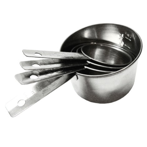 Four-piece measuring cup set on a white background