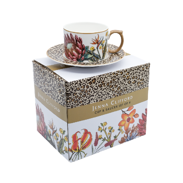 JENNA CLIFFORD - Wild Bloom Cup & Saucer Set of 4