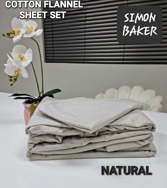 Simon Baker - Cotton Flannel Sheet Set - NATURAL