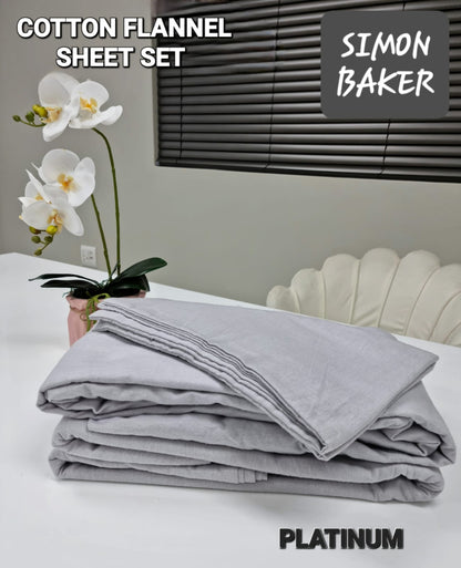 Simon Baker - Cotton Flannel Sheet Set - PLATINUM
