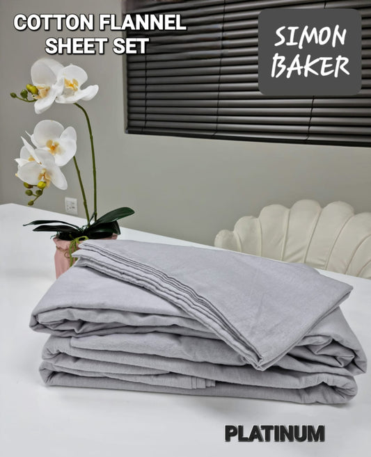 Simon Baker - Cotton Flannel Sheet Set - PLATINUM