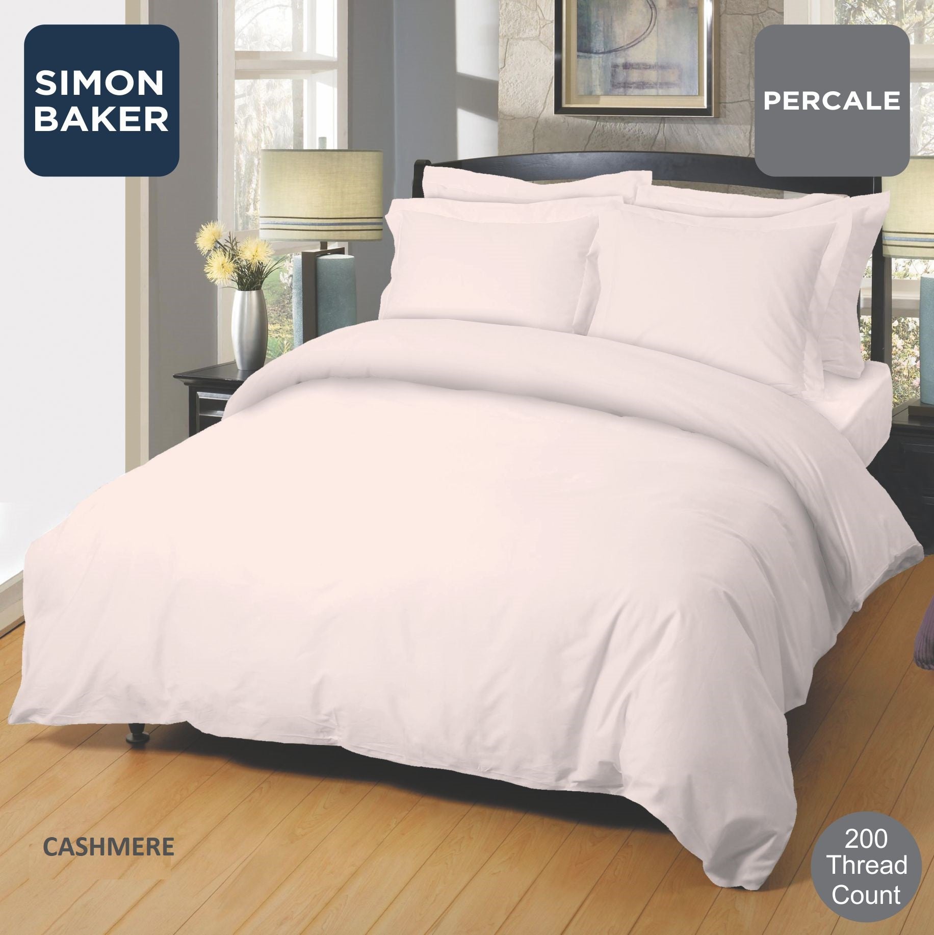 Simon Baker | 200 Thread Count Poly 50/Cotton 50 Percale - Cashmere Duvet Cover